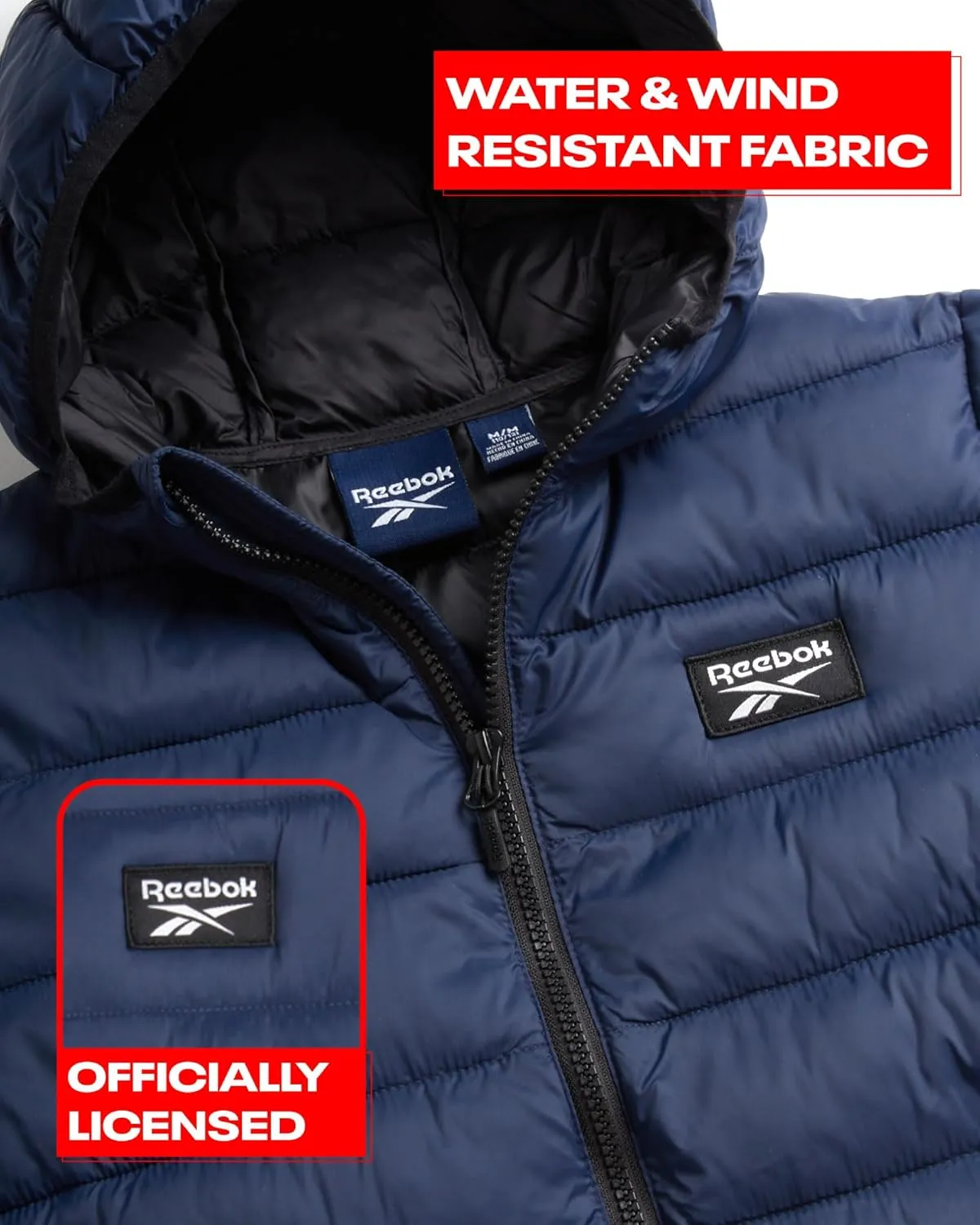 Reebok Boys' Jacket - Water Resistant Midweight Quilted Puffer Coat - Insulated Outerwear Down Coat for Boys (4-20)