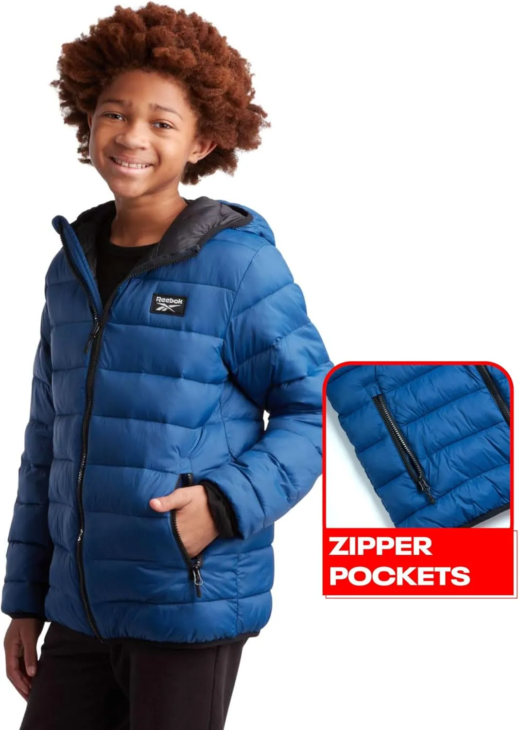 Reebok Boys’ Jacket – Water Resistant Midweight Quilted Puffer Coat – Insulated Outerwear Down Coat for Boys (4-20)