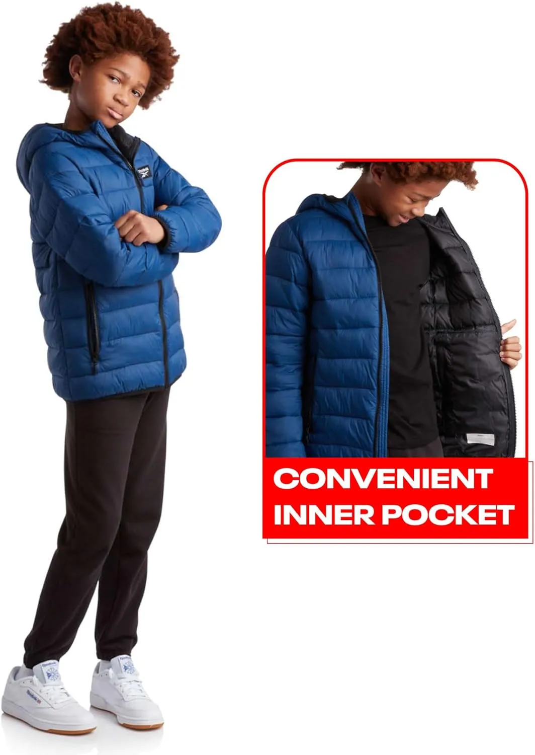 Reebok Boys’ Jacket – Water Resistant Midweight Quilted Puffer Coat – Insulated Outerwear Down Coat for Boys (4-20)