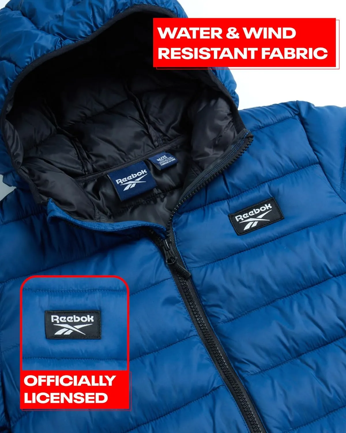 Reebok Boys’ Jacket – Water Resistant Midweight Quilted Puffer Coat – Insulated Outerwear Down Coat for Boys (4-20)