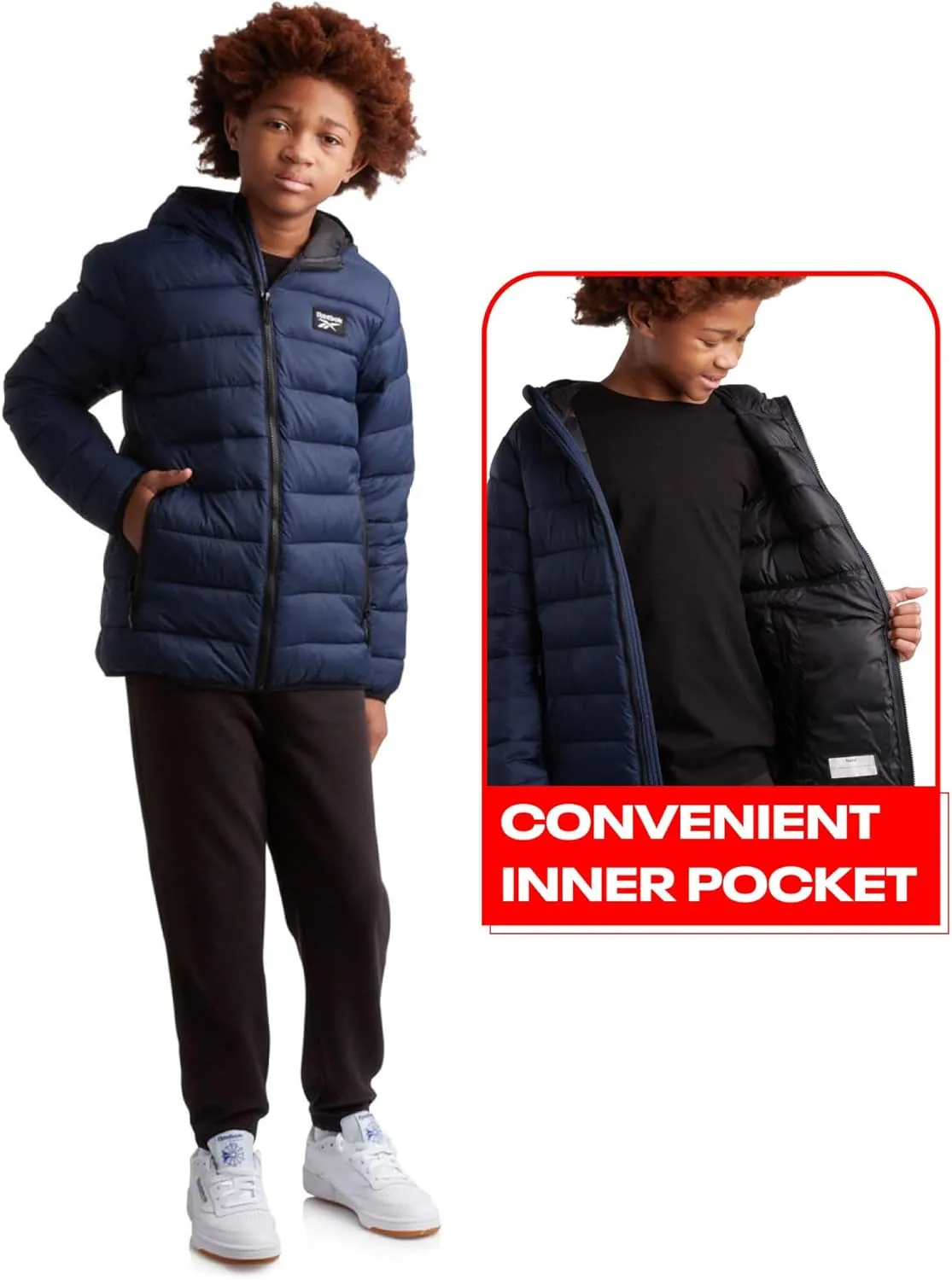 Reebok Boys' Jacket - Water Resistant Midweight Quilted Puffer Coat - Insulated Outerwear Down Coat for Boys (4-20)