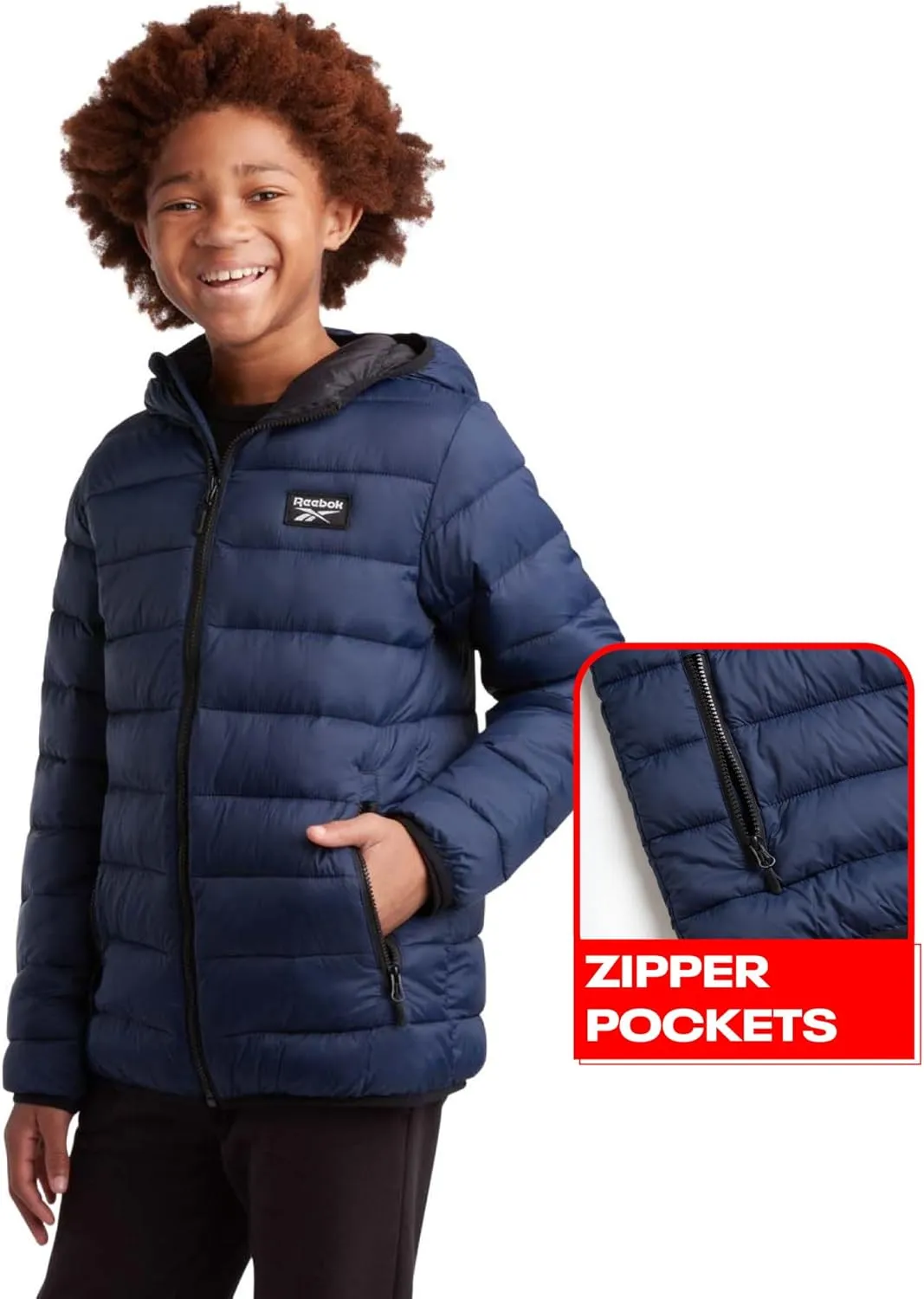 Reebok Boys' Jacket - Water Resistant Midweight Quilted Puffer Coat - Insulated Outerwear Down Coat for Boys (4-20)