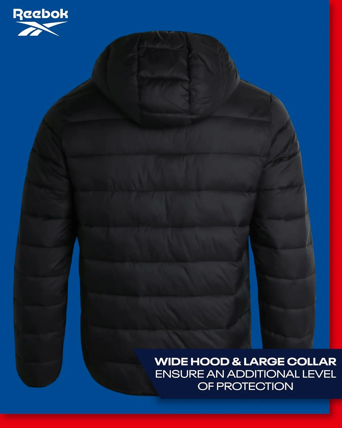 Reebok Men's Jacket – Lightweight Hooded Quilted Puffer Coat – Warm Insulated Winter Jacket for Men (S-4X)
