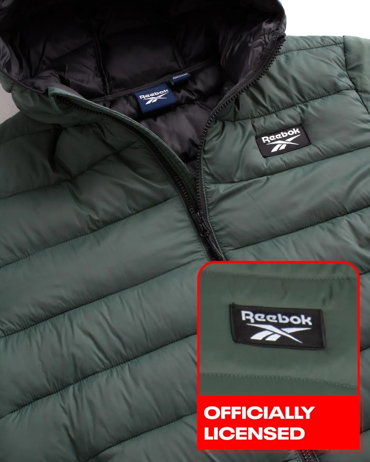 Reebok Men's Jacket – Lightweight Hooded Quilted Puffer Coat – Warm Insulated Winter Jacket for Men (S-4X)