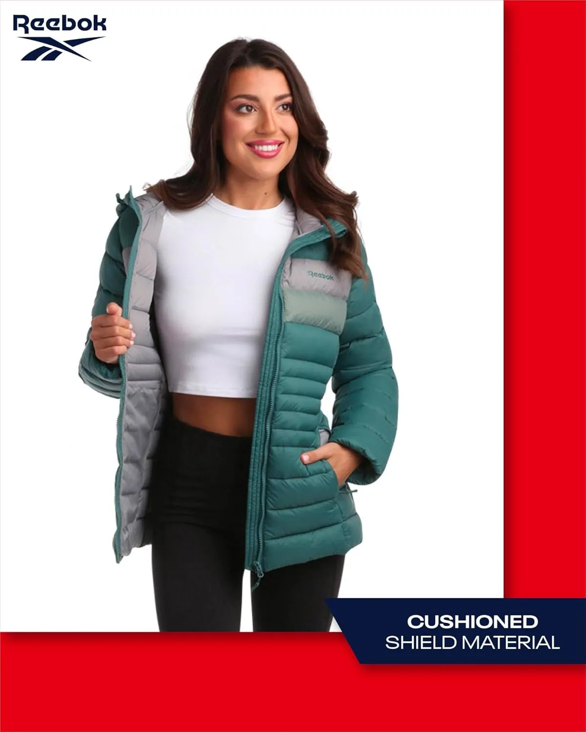 Reebok Women Jacket - Packable Quilted Puffer Coat – Casual Jacket for Women (S-XL)