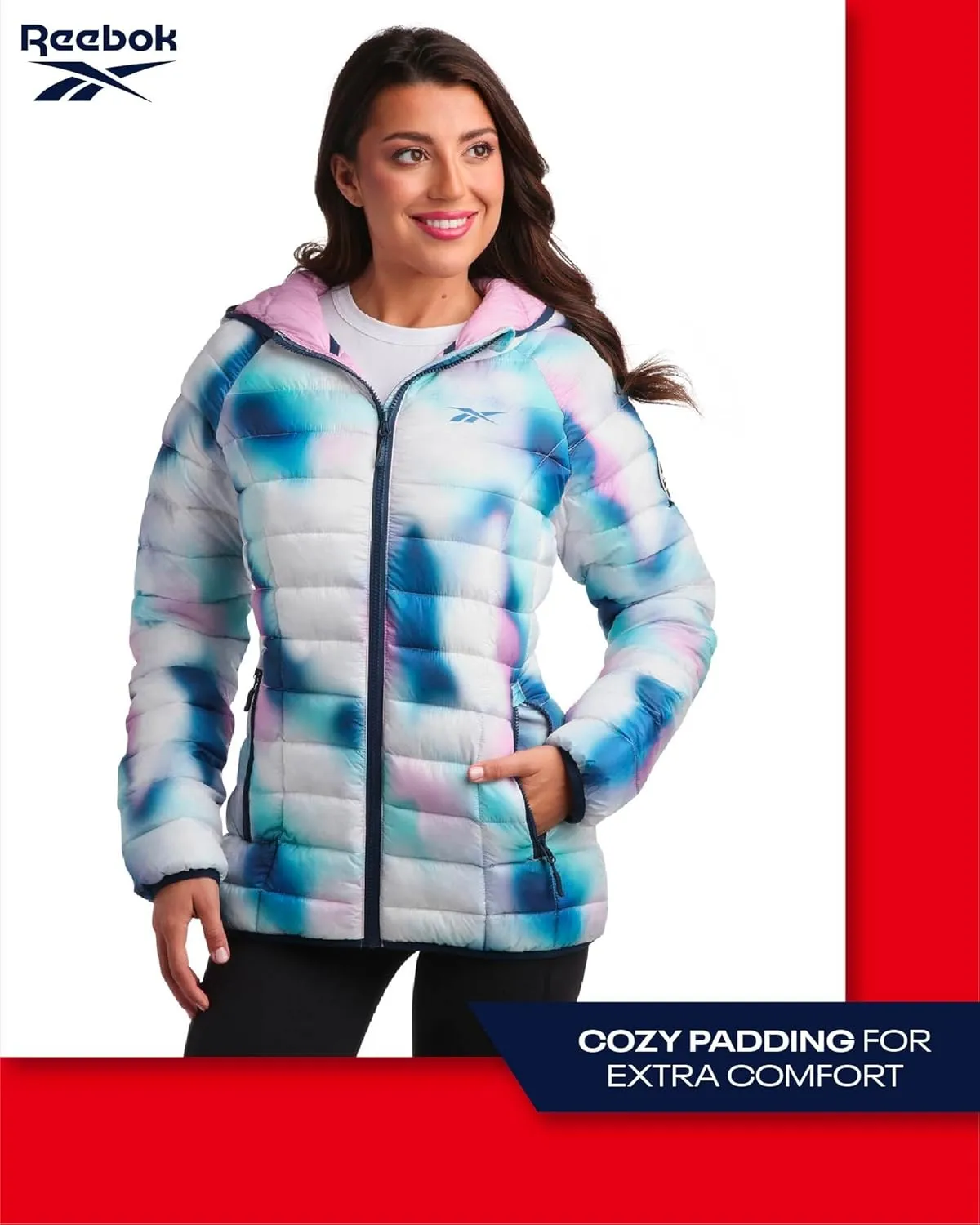 Reebok Women Jacket - Packable Quilted Puffer Coat – Casual Jacket for Women (S-XL)
