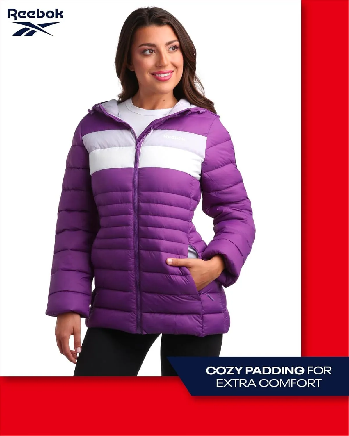 Reebok Women Jacket - Packable Quilted Puffer Coat – Casual Jacket for Women (S-XL)