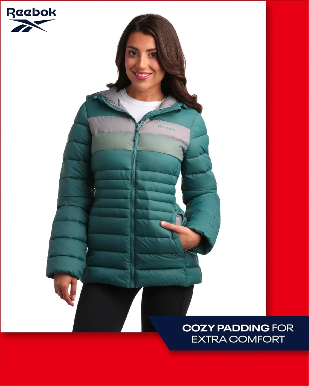 Reebok Women Jacket - Packable Quilted Puffer Coat – Casual Jacket for Women (S-XL)