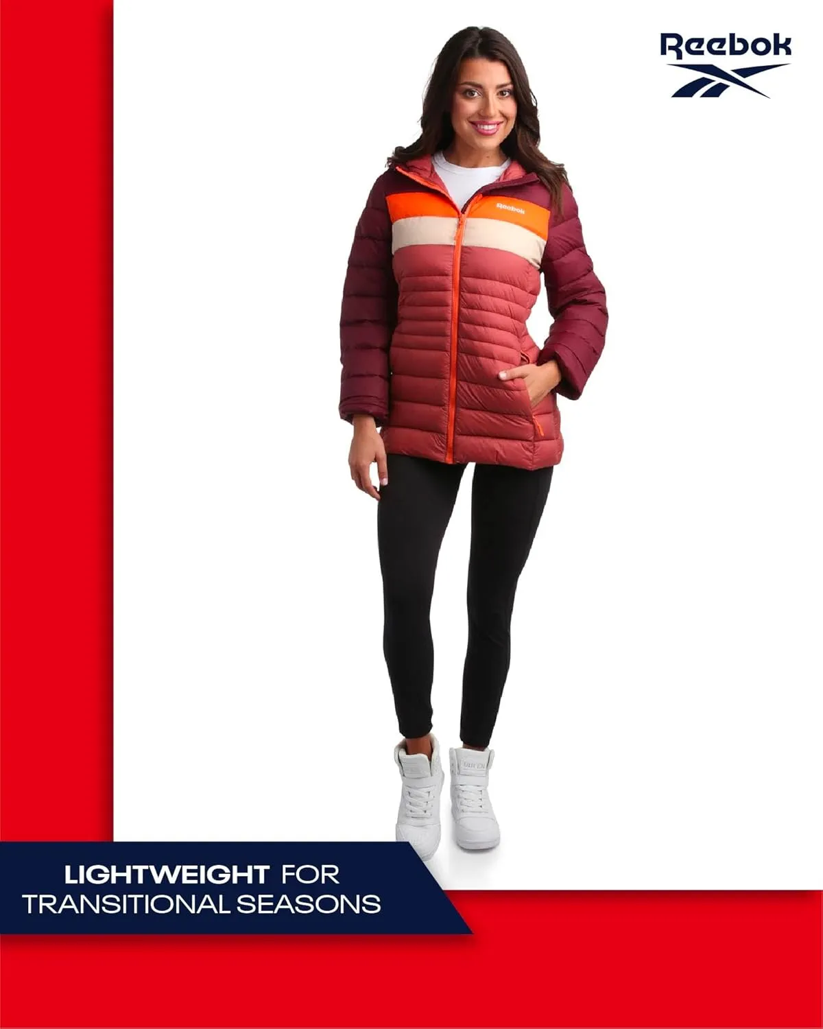 Reebok Women Jacket - Packable Quilted Puffer Coat – Casual Jacket for Women (S-XL)