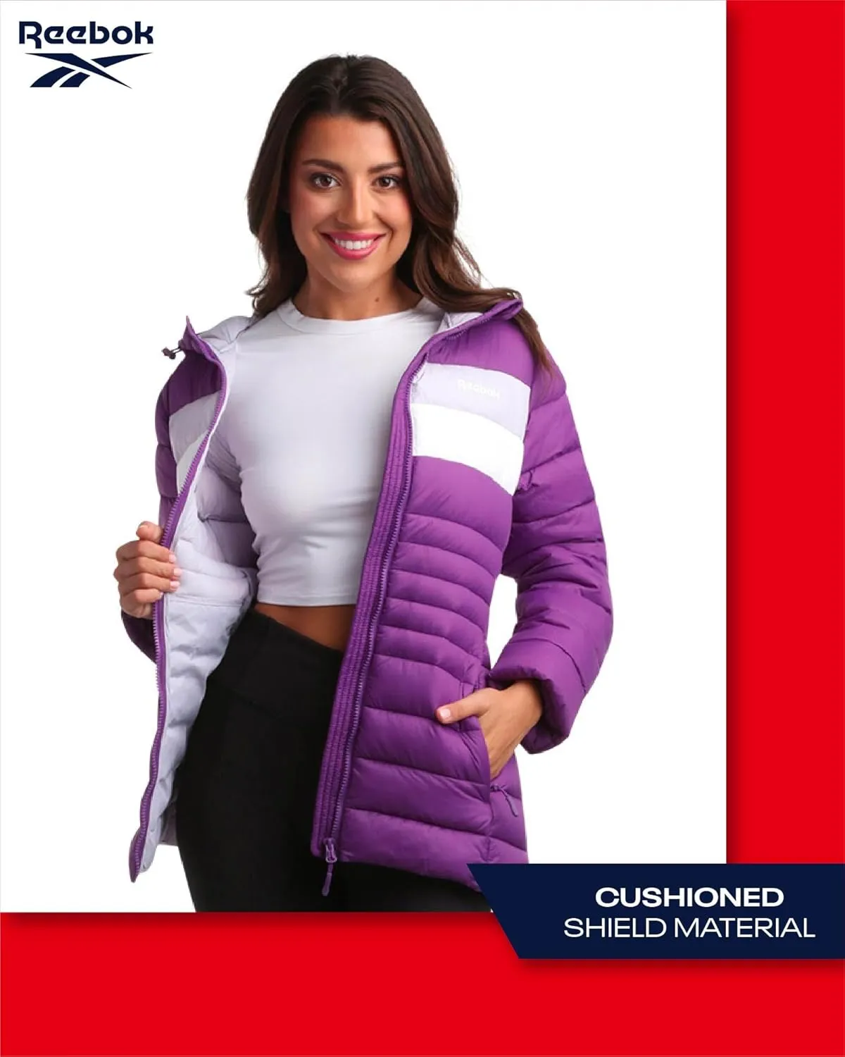 Reebok Women Jacket - Packable Quilted Puffer Coat – Casual Jacket for Women (S-XL)