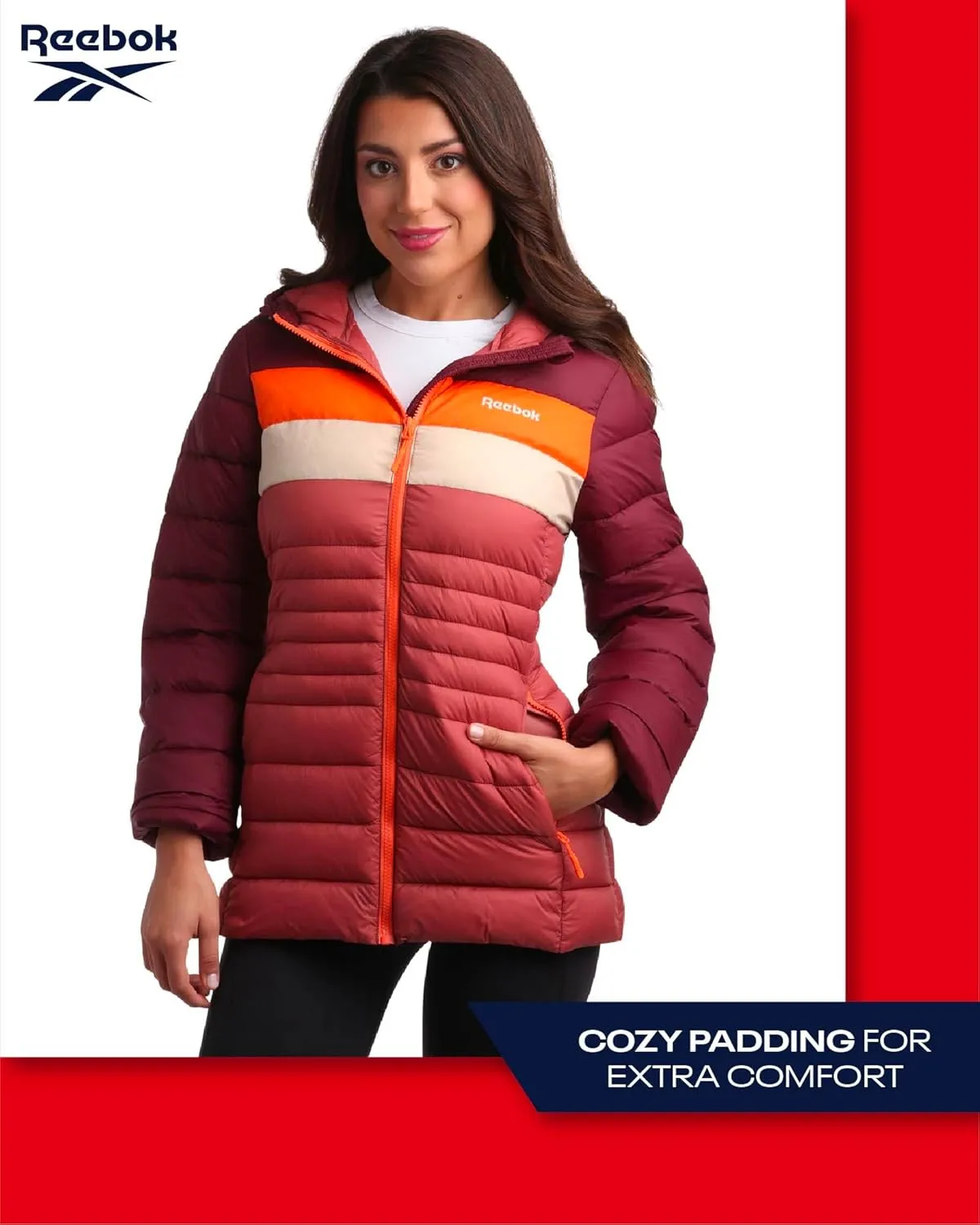 Reebok Women Jacket - Packable Quilted Puffer Coat – Casual Jacket for Women (S-XL)