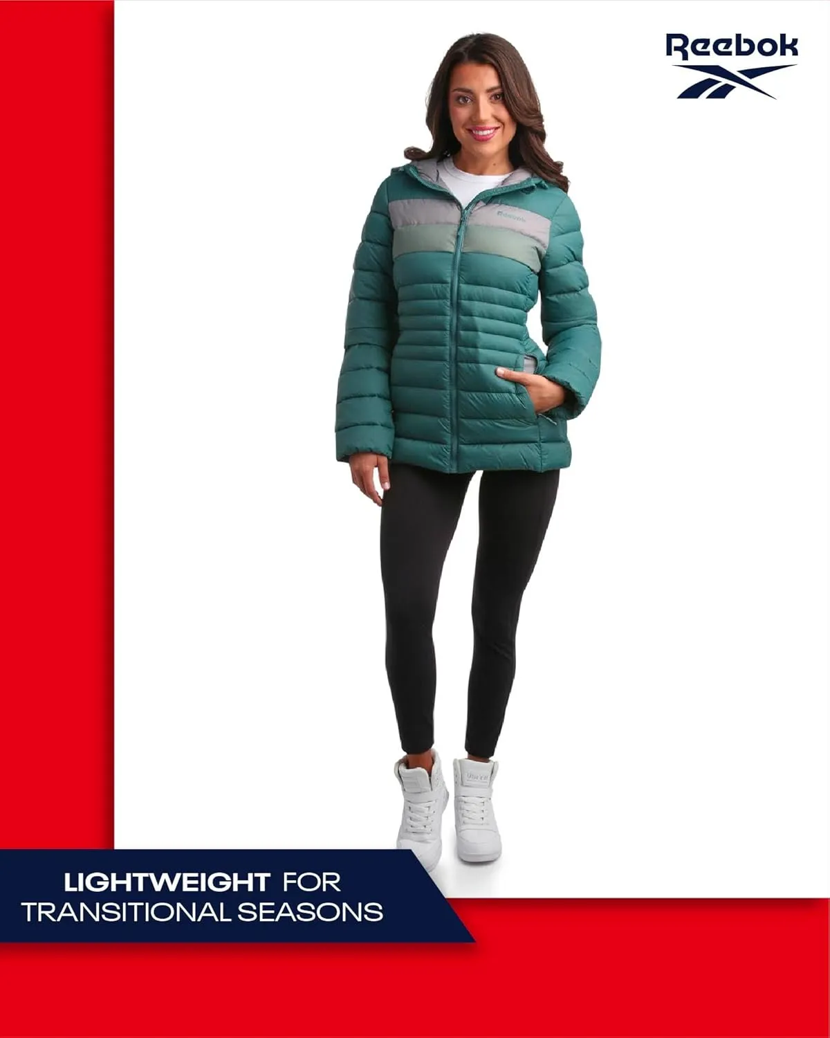Reebok Women Jacket - Packable Quilted Puffer Coat – Casual Jacket for Women (S-XL)