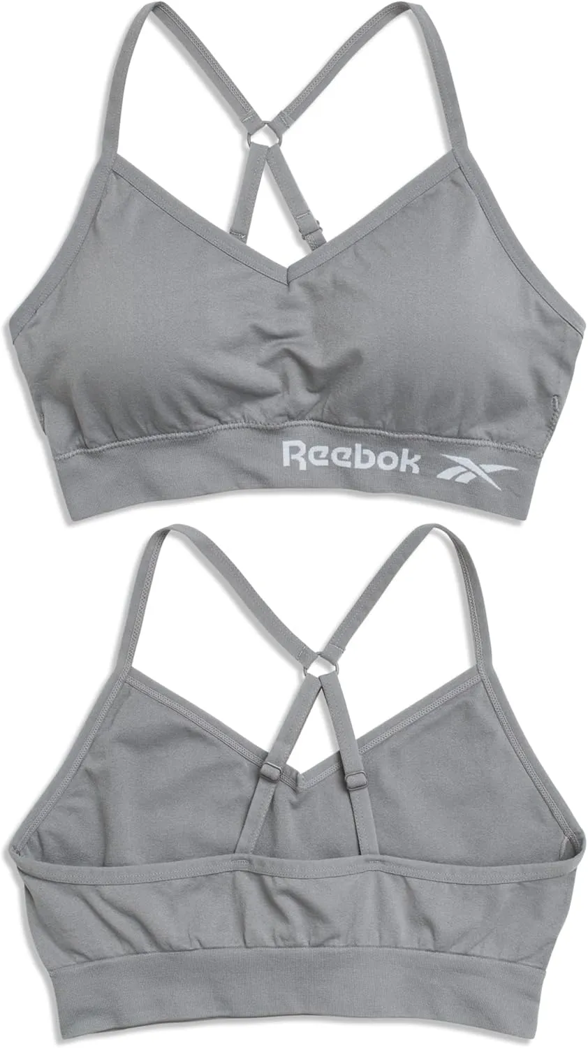 Reebok Women's Everyday Bras - 4 Pack Lightweight Soft Stretch Performance Cami Bralette Seamless Bralettes