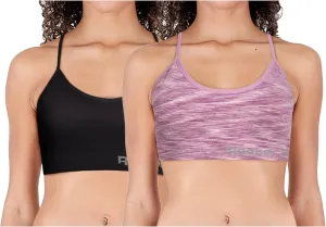 Reebok Women's Lightweight Soft Stretch Performance Cami Seamless Bralette, 2 Pack