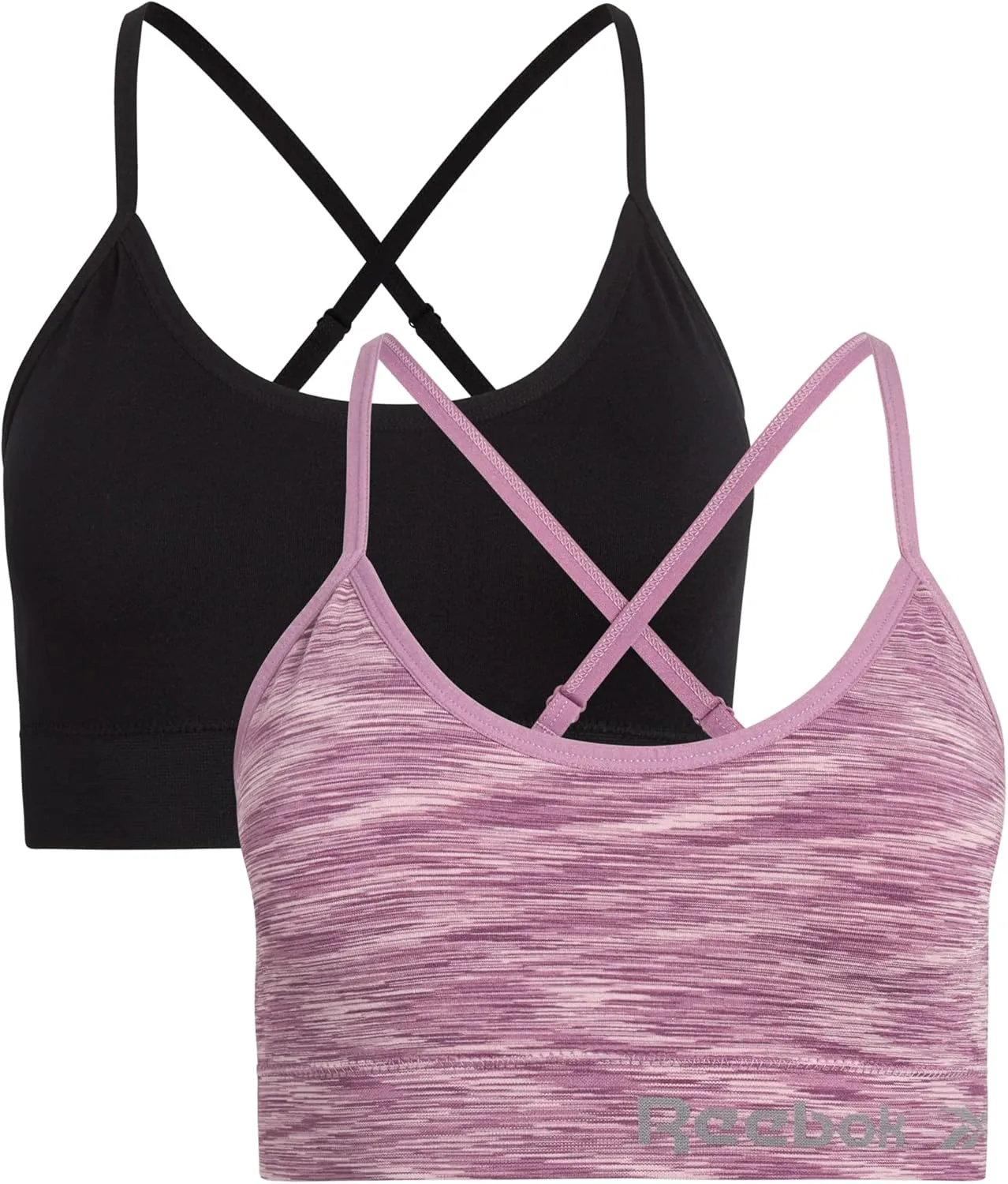 Reebok Women's Lightweight Soft Stretch Performance Cami Seamless Bralette, 2 Pack