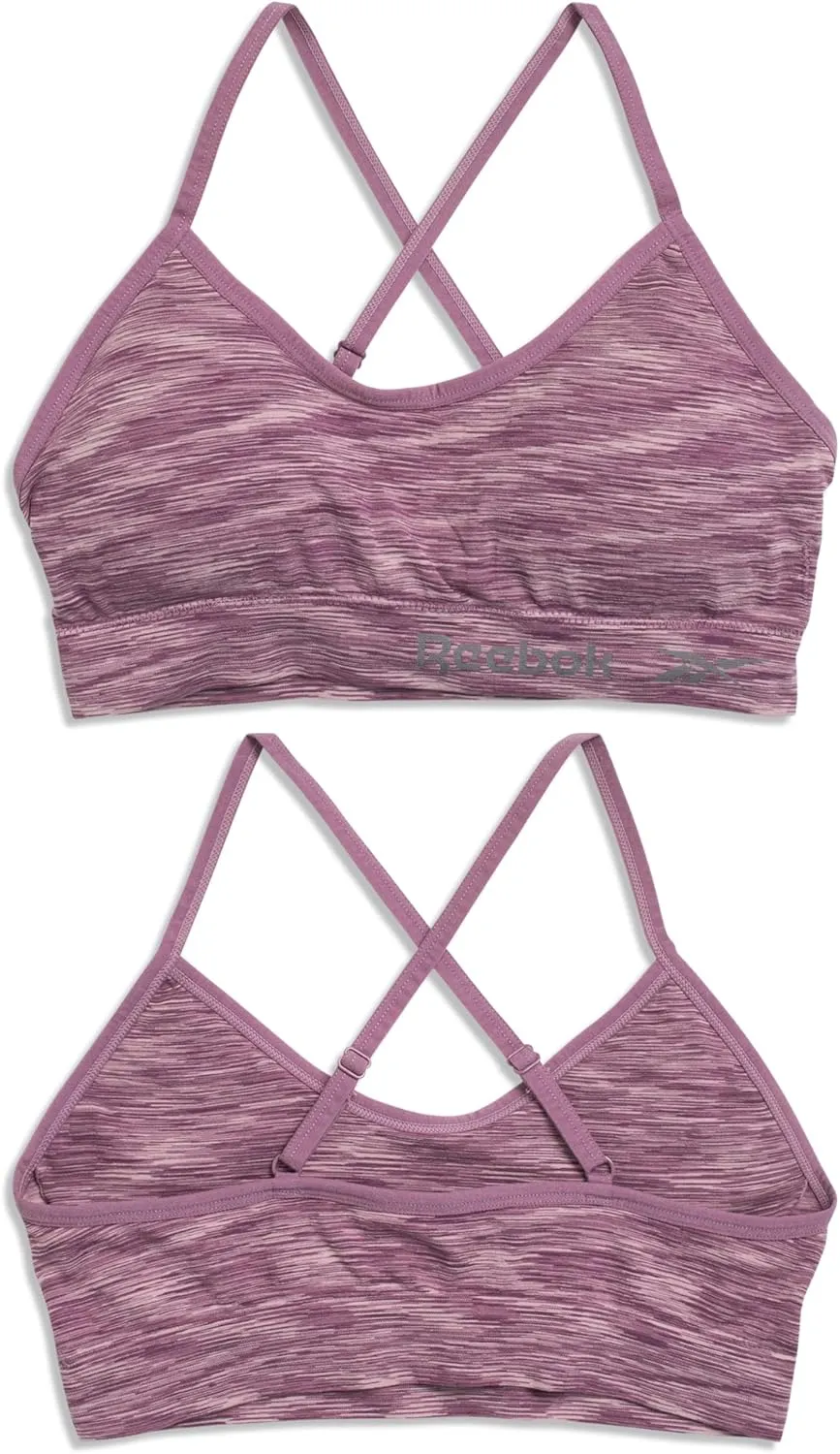 Reebok Women's Lightweight Soft Stretch Performance Cami Seamless Bralette, 2 Pack