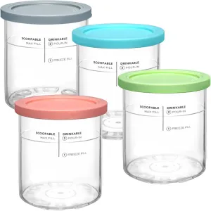 Replacement for Ninja Creami Deluxe Pints and Lids 4 Pack,Compatible with Ninja Creami 11-in-1 NC501 NC500 Series Deluxe Ice Cream Maker,24oz Deluxe XL Cups(Blue,Pink,Grey,Green)
