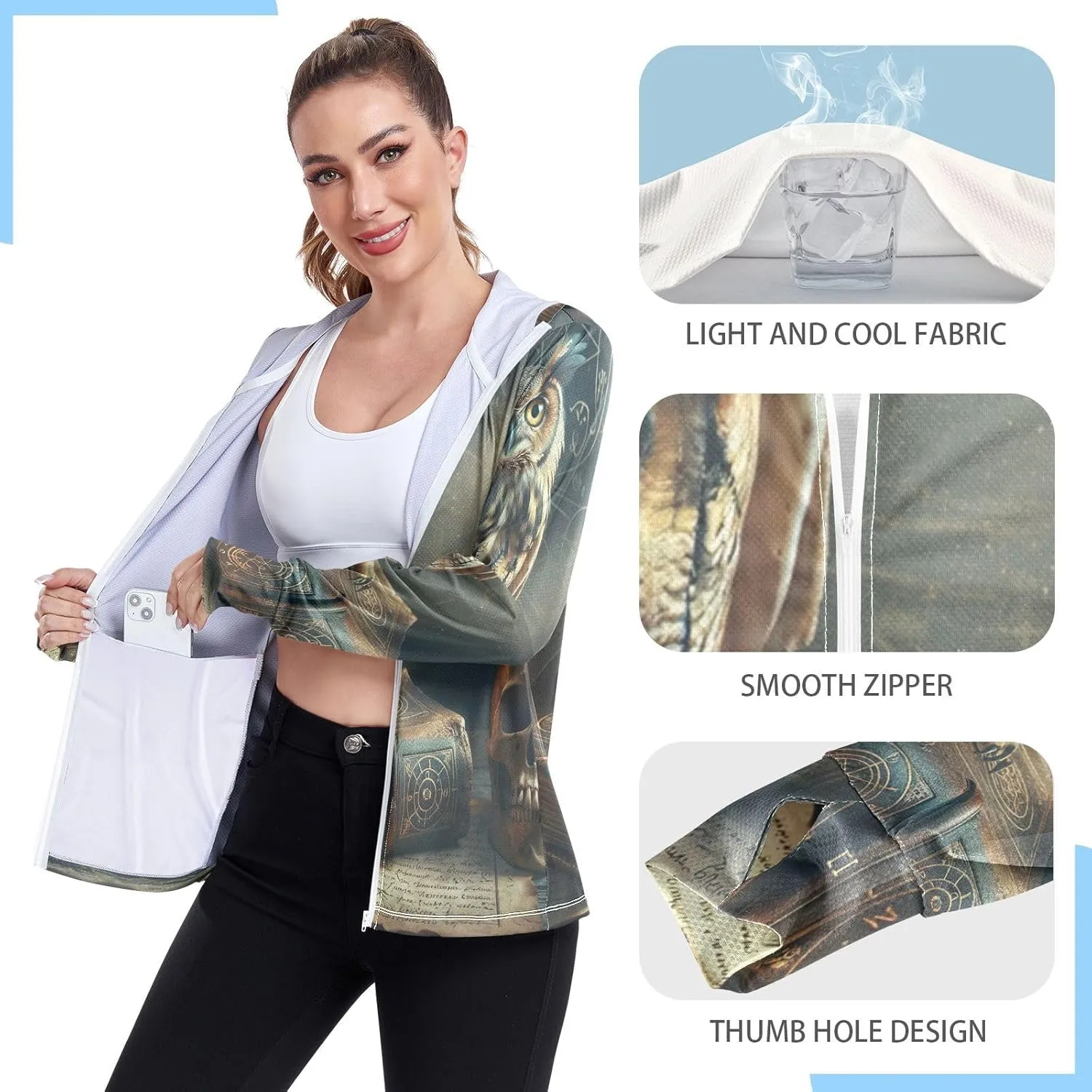 Rocket Cat Hoodie Women, Upf 50  Zip Athletic Jacket, Outdoor Hoodie (S-XXL)