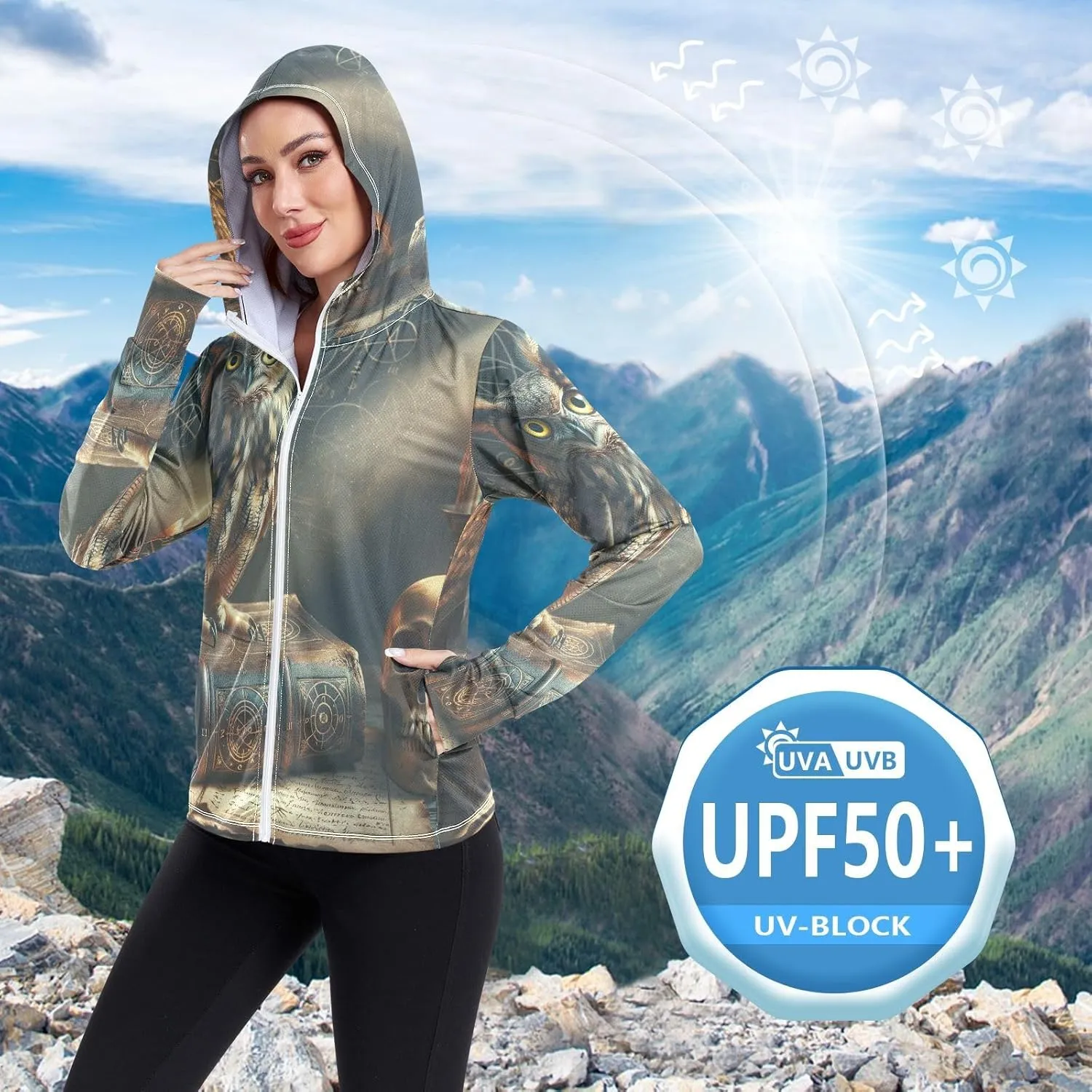 Rocket Cat Hoodie Women, Upf 50  Zip Athletic Jacket, Outdoor Hoodie (S-XXL)