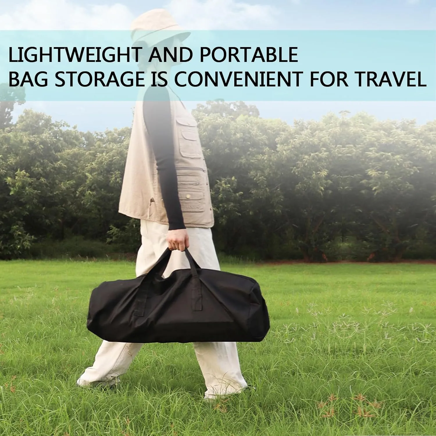 Roll-Up Camping Table, Lightweight Aluminum Folding Table with Carrying Bag, Compact Design for Camping, Backpacking, Picnic, and Patio Use with Carrying Bag Black 95×55×50cm/37×21×19.7in