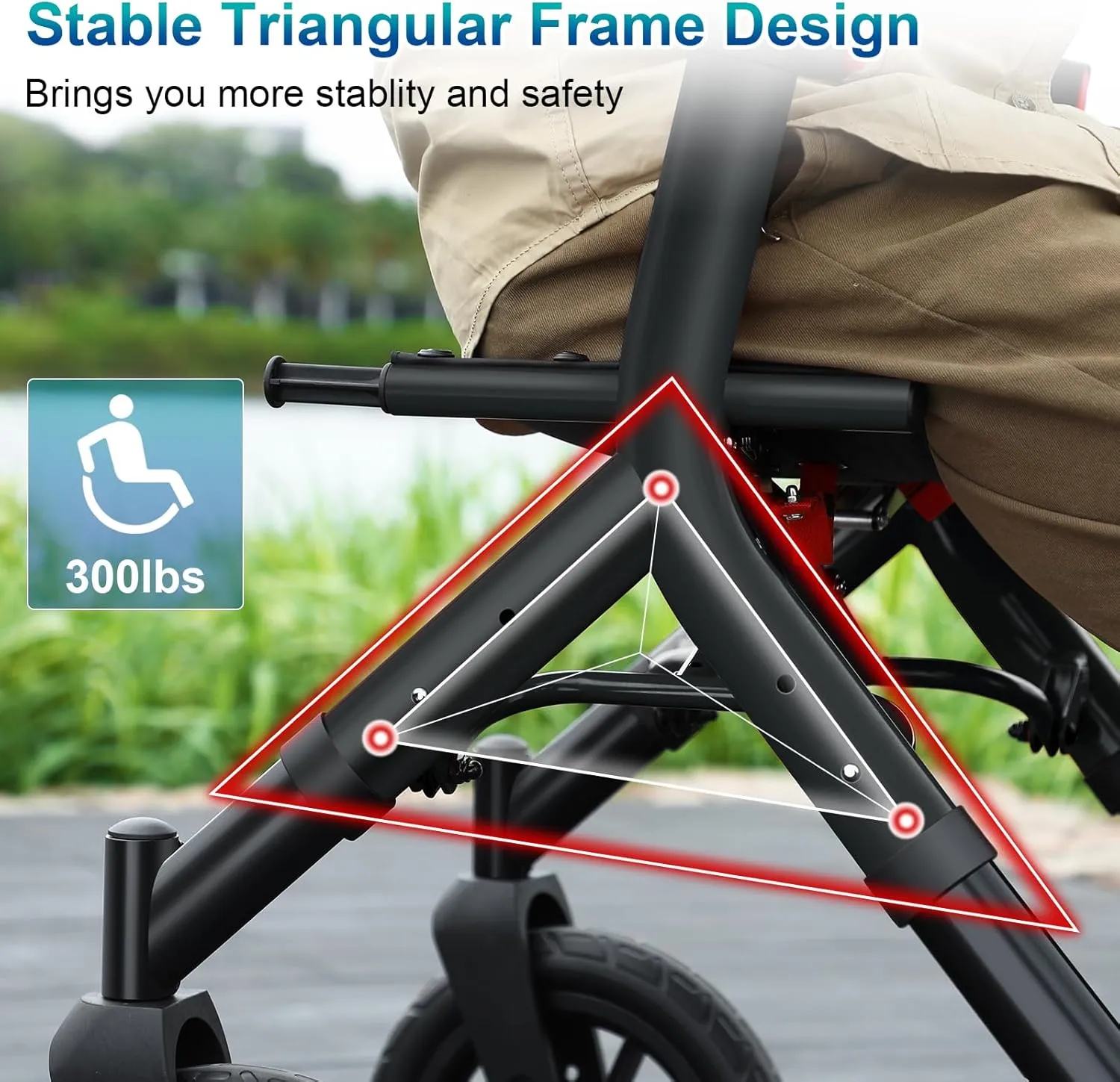 Rollator Walker with Seat, Tall Walkers for Seniors, 12" Big Rubber Wheels All Terrain Rollator Walker with Backrest, Built-in Cable, Foldable and Dual Adjustable Height for 5.3-7ft, Black