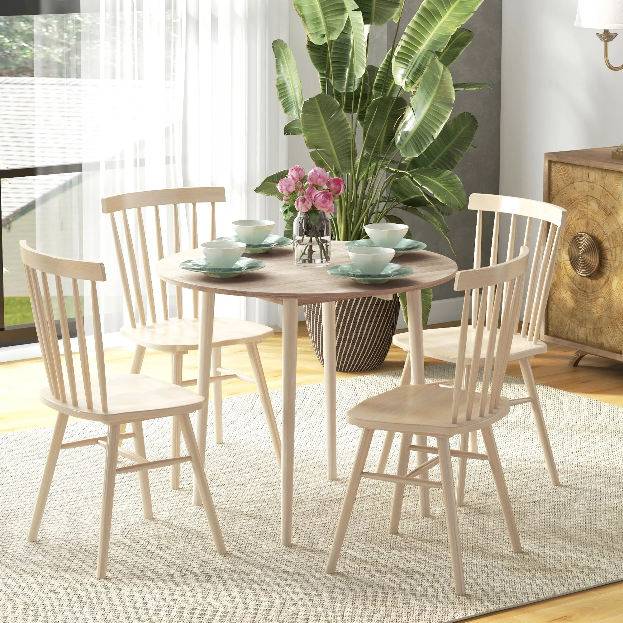 Rootz Foldable Dining Table - Round Table - Extendable Table - Space-Saving - Ø89cm x 73.5cm, Perfect for Kitchens & Living Rooms