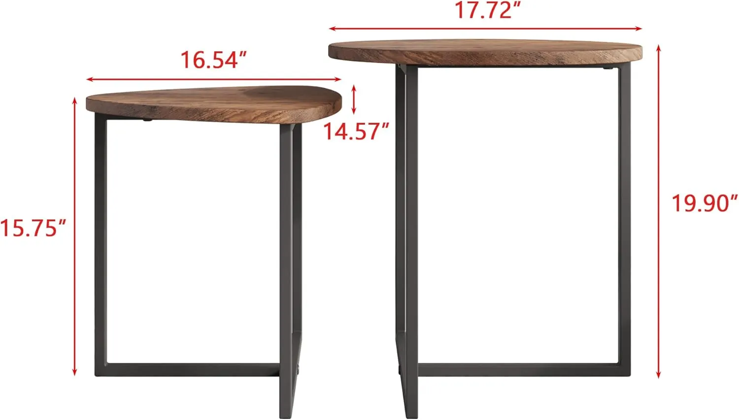 Round Coffee Table Set of 2 End Tables for Living Room,Black Small Coffee Table Living Room Table,Metal Frame & Wood,Sturdy and Easy Assembly,Stacking Side Tables Bedroom,Brown