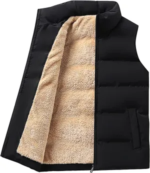 RTRDE Men's Puffer Vest Lightweight Golf Vest Warm Outdoor Fleece Lined Sleeveless Jacket For Hiking Travel Casual, M-6XL