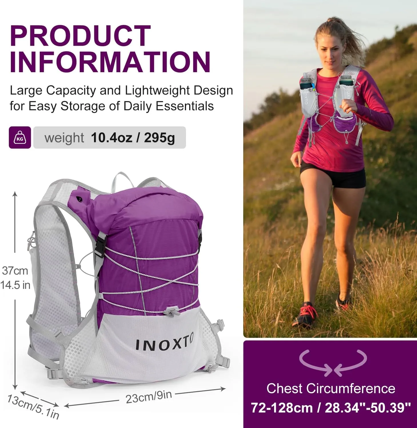 Running Hydration Vest Backpack, Lightweight Water Backpack with 1.6L Water Bladder Daypack for Women Men,Adjustable Running Vest Pack for Trail Running Hiking Cycling Race Marathon