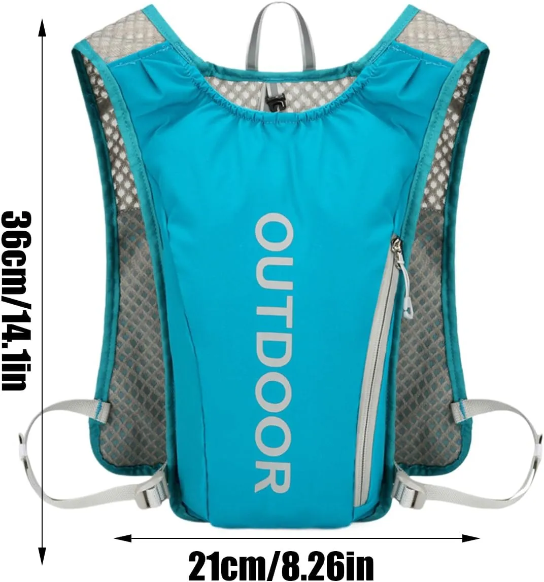 Running Hydration Vest, Water Backpack, Lightweight Outdoor Gear, 36x21x8cm for Reflective Safety Strips, Adjustable Fit, Unisex Trail Running and Hiking