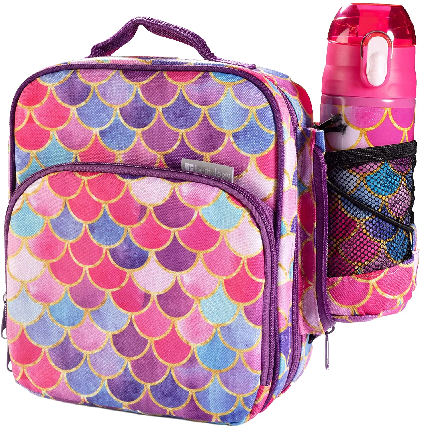 Rynx | Bentology Lunch Box Set For Kids - Girls' Insulated Lunch Box Tote, Water Bottle, And Ice Pack - 3 Pieces - Kitty