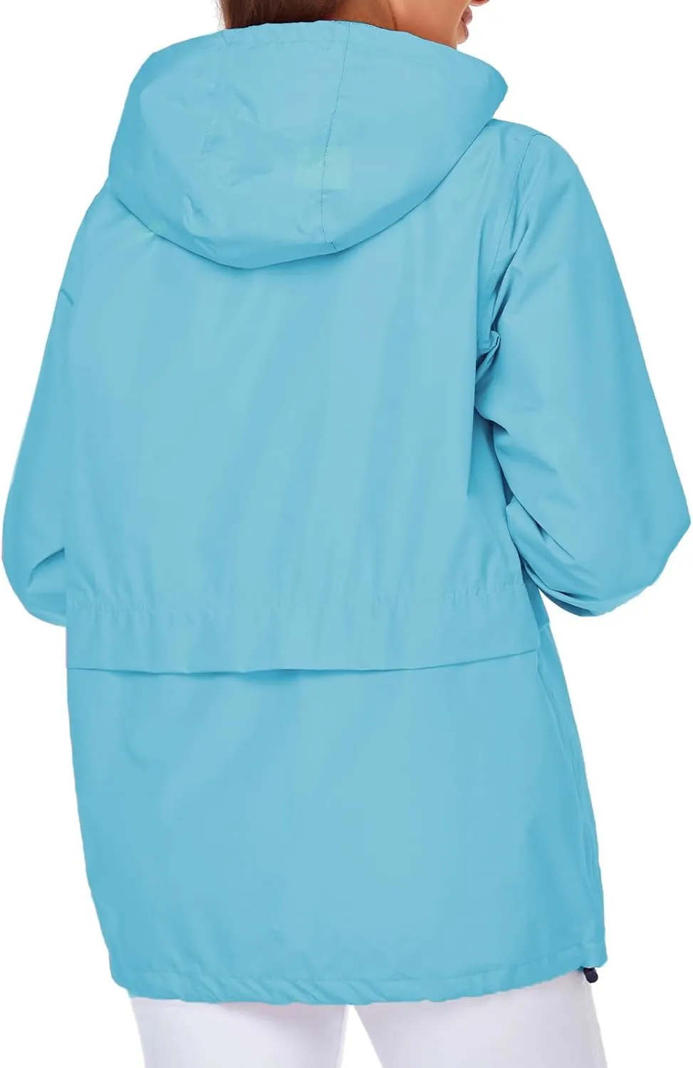 SaphiRose Lightweight Rain Jacket Women Waterproof Breathable Raincoat Packable Hooded Windbreaker
