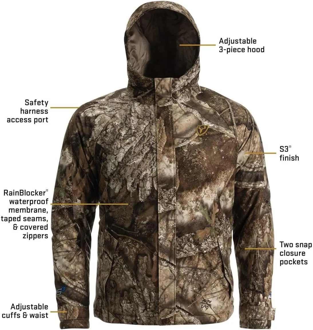 SCENTBLOCKER Men's Insulated Drencher Breathable Waterproof Camo Hunting Jacket