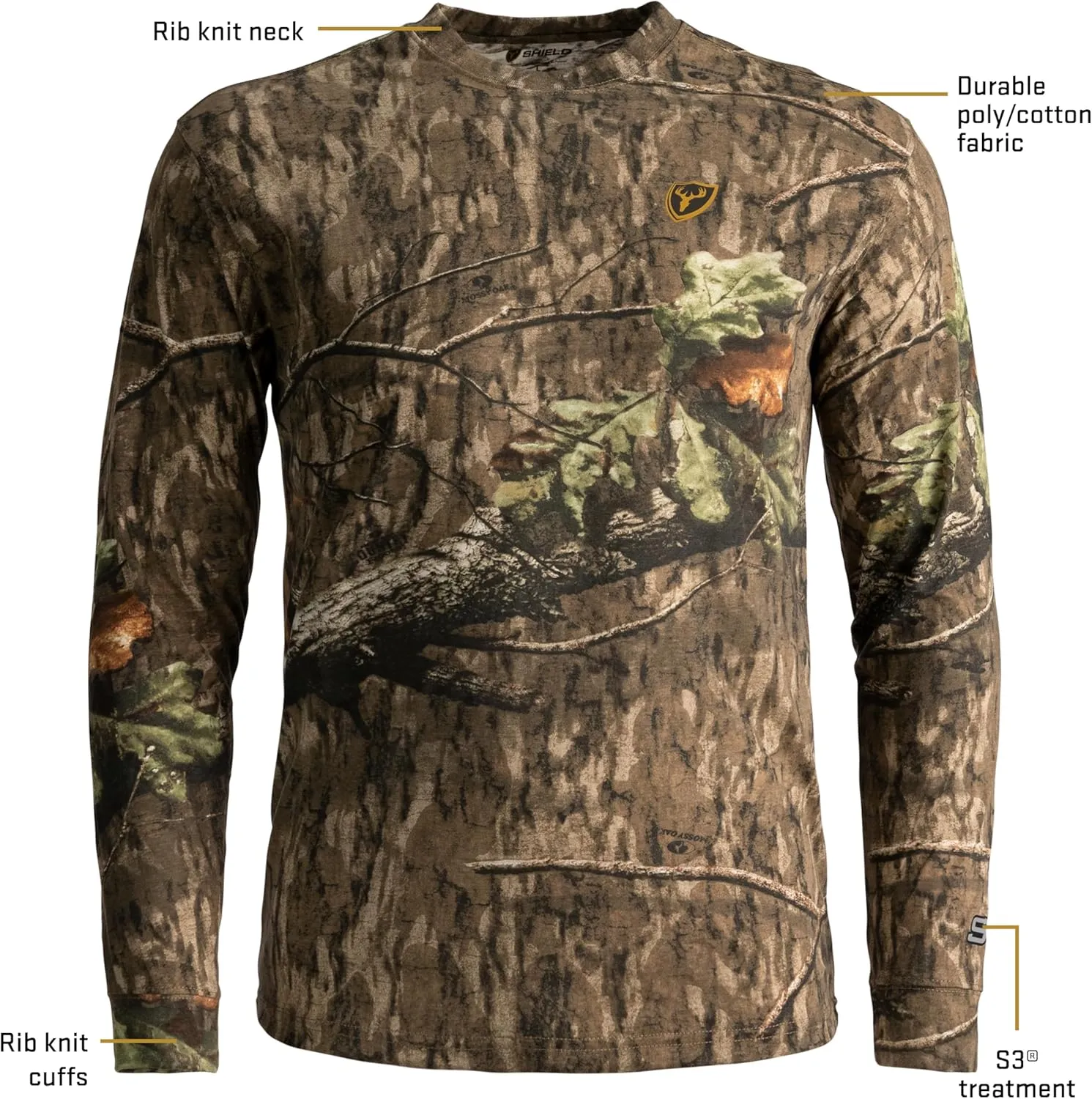 SCENTBLOCKER Scent Blocker Fused Cotton Lightweight Long-Sleeve Shirt, Camo Hunting Clothes