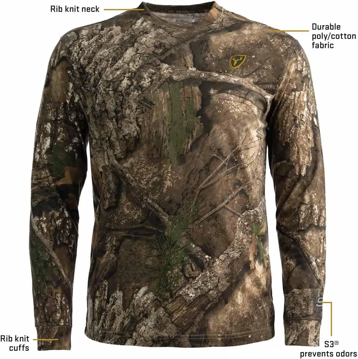 SCENTBLOCKER Scent Blocker Fused Cotton Lightweight Long-Sleeve Shirt, Camo Hunting Clothes