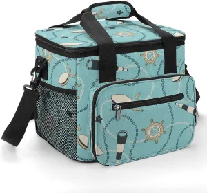 Sea Sailor Voyage Pattern 22.5L Insulated Camping Coolers Bag Large Leakproof Ice Chest for Beach Travel Picnic