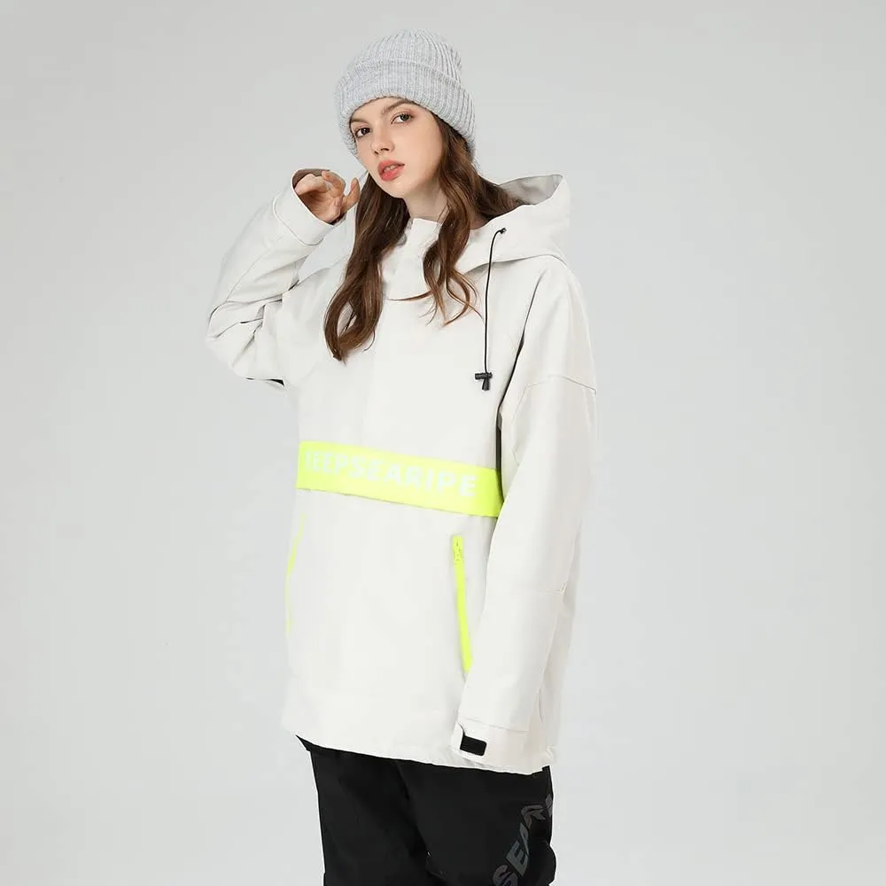 SEARIPE Womens Ski Jacket Mens Snow Jacket Waterproof Winter Snow Coat Couples Pullover Snowboard Hooded