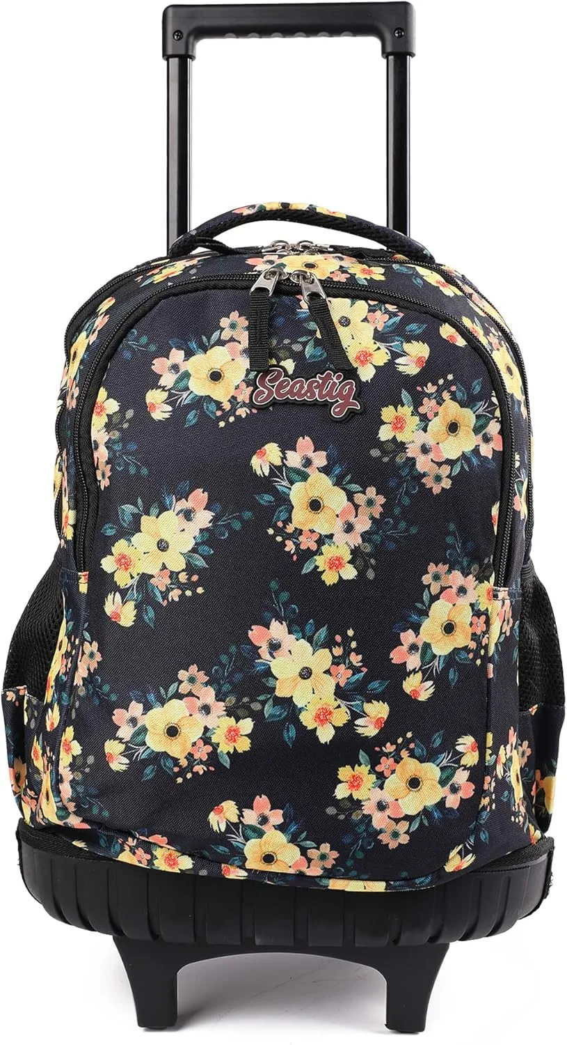 seastig Rolling Backpack Girls Boys 18in Wheeled Backpack Kids Backpack with Wheels School Travel Bag