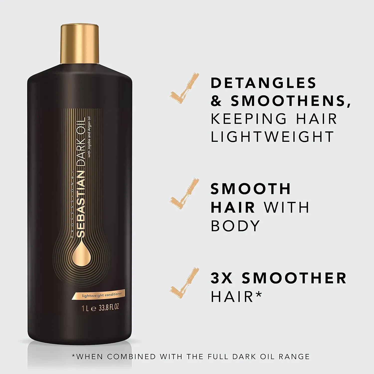 Sebastian Professional Dark Oil Lightweight Conditioner | Infused with Jojoba & Argan Oil for Silky, Smooth Conditioned Hair