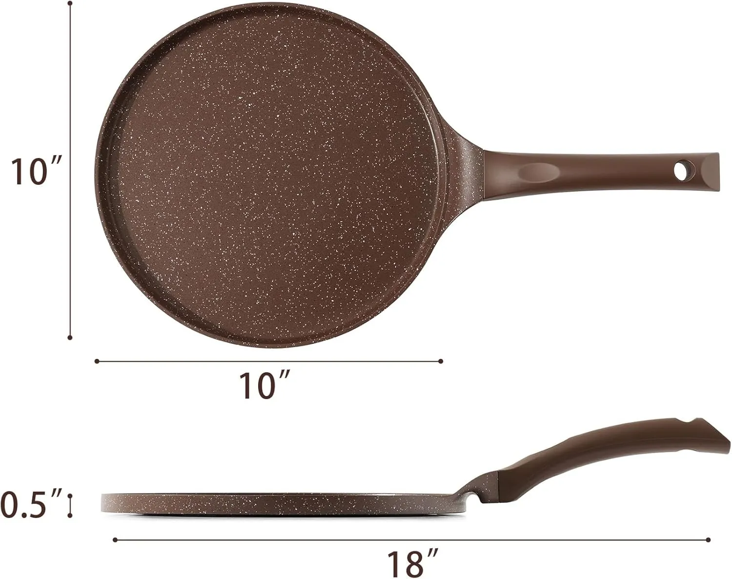 SENSARTE Nonstick Crepe Pan, Swiss Granite Coating Dosa Pan Pancake Flat Skillet Tawa Griddle 10-Inch with Stay-Cool Handle, Induction Compatible, PFOA Free (Toffee Brown)