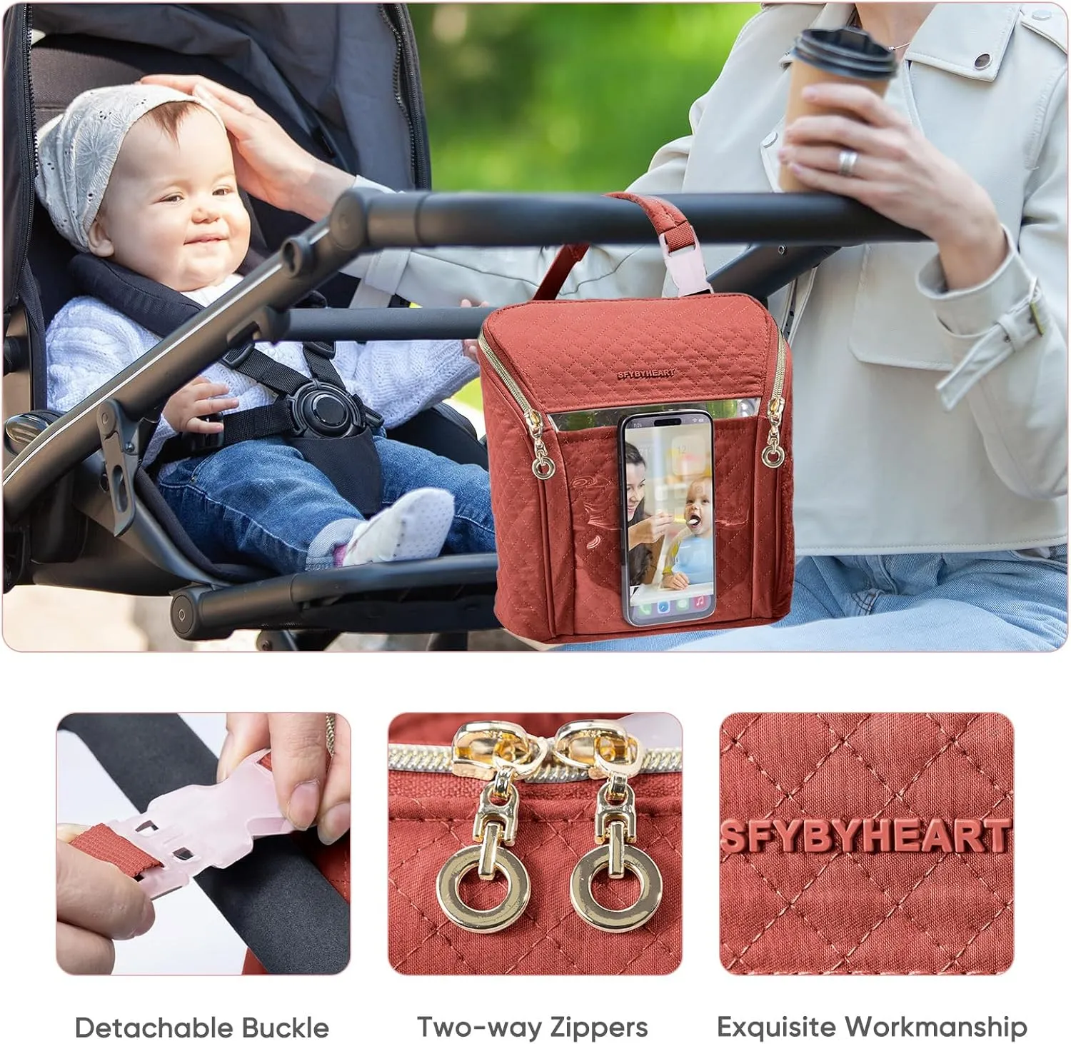 SFYBYHEART Breastmilk Cooler Travel Bag for 3 Baby Bottles - Insulated Bottle Bag for Daycare - Breastmilk Storage Bag