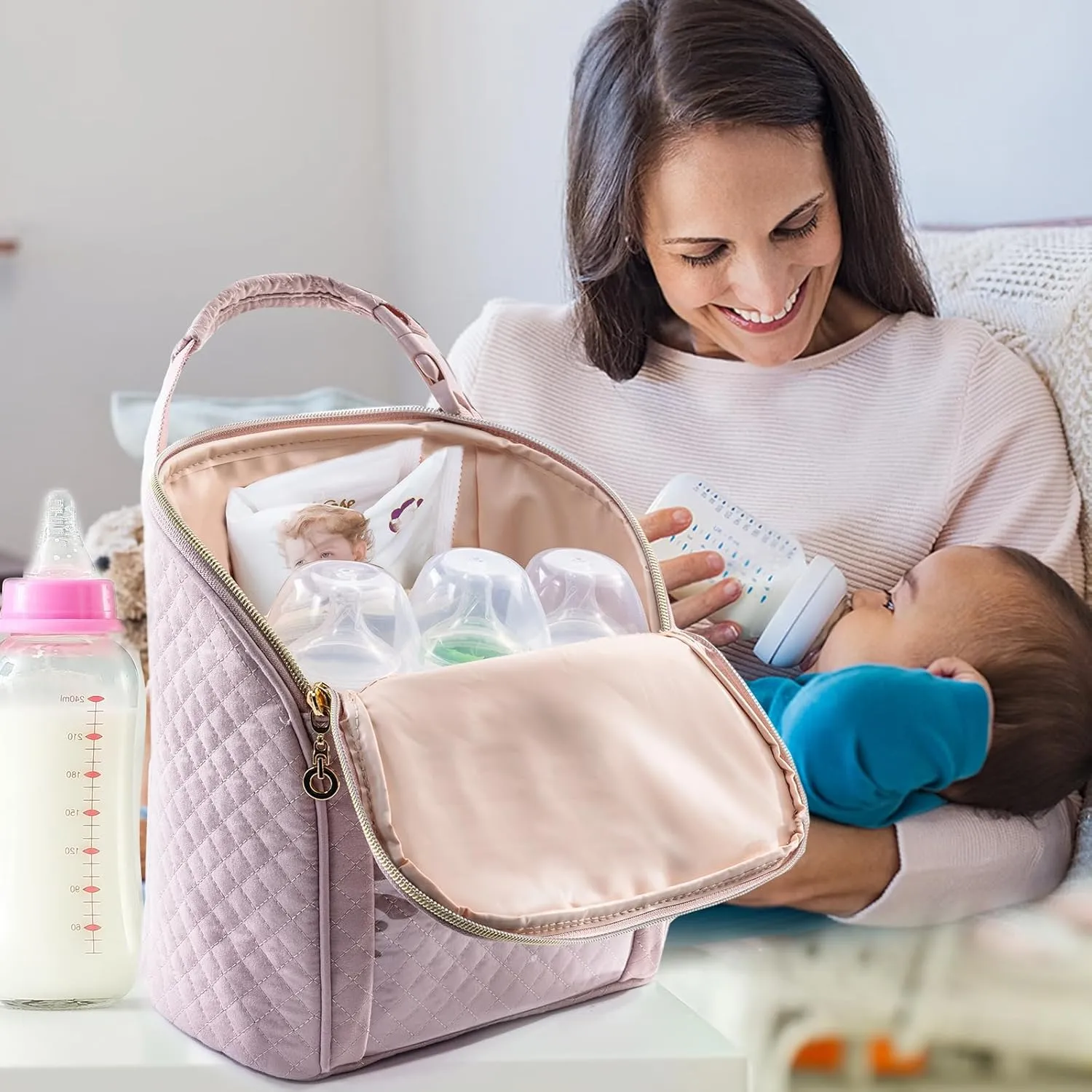 SFYBYHEART Breastmilk Cooler Travel Bag for 3 Baby Bottles - Insulated Bottle Bag for Daycare - Breastmilk Storage Bag