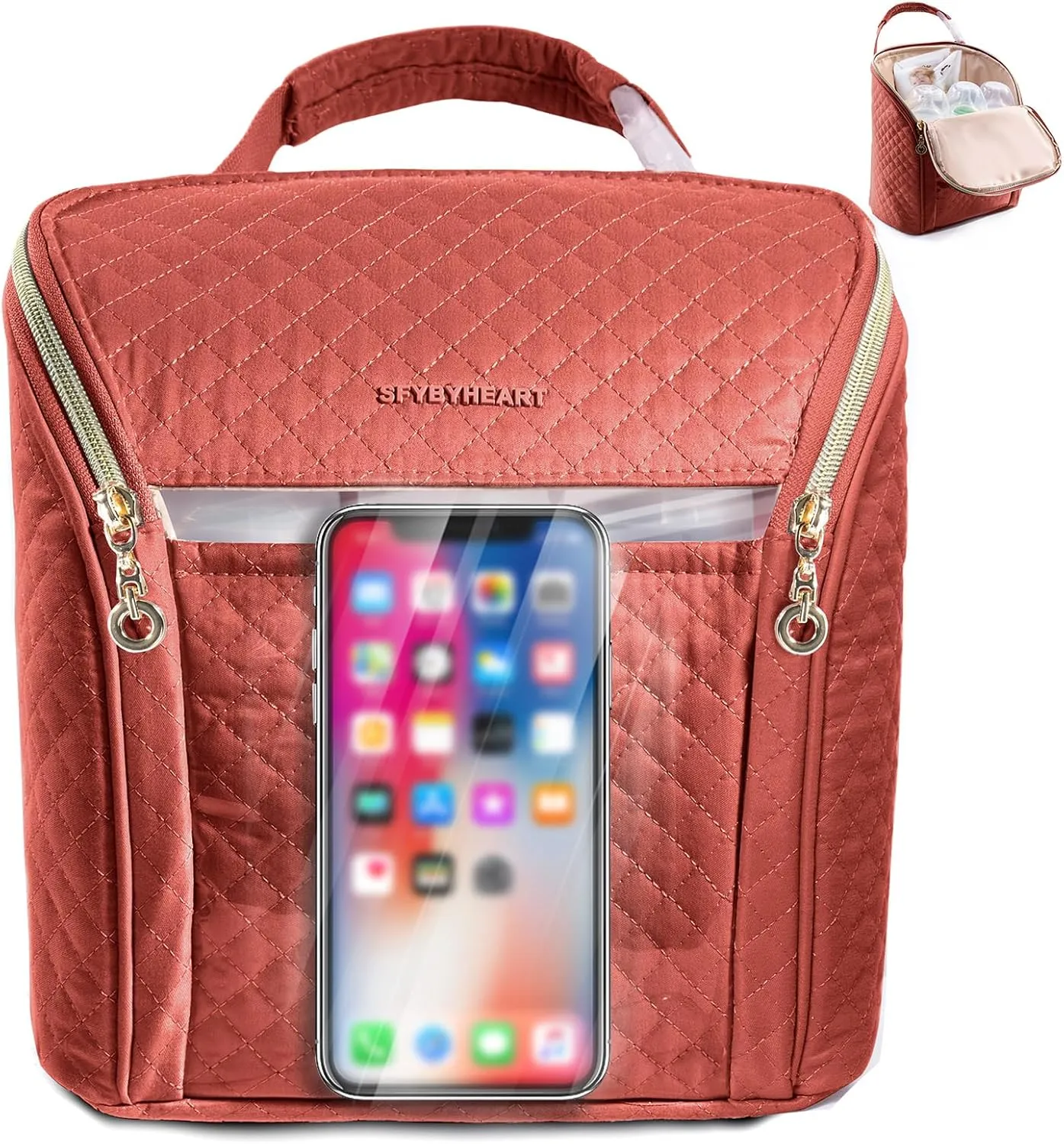 SFYBYHEART Breastmilk Cooler Travel Bag for 3 Baby Bottles - Insulated Bottle Bag for Daycare - Breastmilk Storage Bag