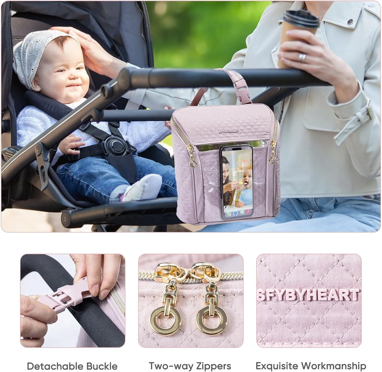 SFYBYHEART Breastmilk Cooler Travel Bag for 3 Baby Bottles - Insulated Bottle Bag for Daycare - Breastmilk Storage Bag