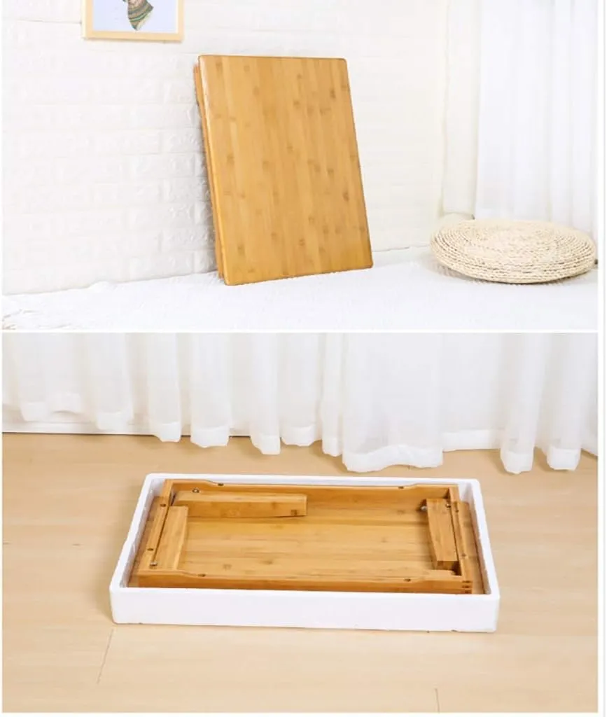 SH-tables Folding Japanese-Style Square Bamboo Table - Computer Desk, Low Multi-Function Small Dining Table, Various Sizes (707032cm)
