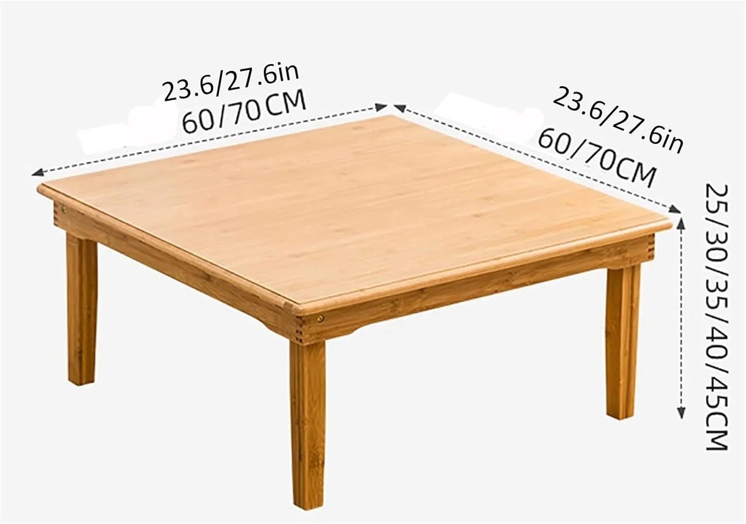 SH-tables Folding Japanese-Style Square Bamboo Table - Computer Desk, Low Multi-Function Small Dining Table, Various Sizes (707032cm)
