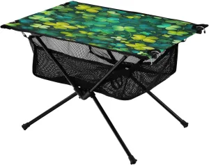 Shamrocks Pattern Portable Folding Camping Table, Compact Lightweight Beach Table with Carrying Bag for Outdoor Picnics, BBQs, Camp