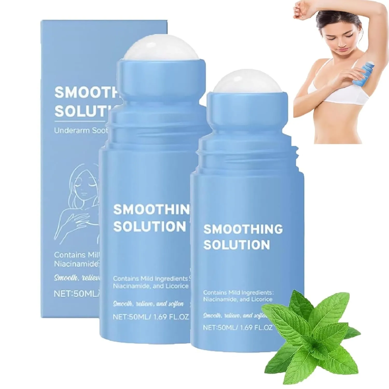 Shopentra - Razor Bump & Ingrown Hair, Smoothing Solution Ingrown Hair Serum Roll-On, Soothes Skin, Prevents Bumps & Redness, Fast-Absorbing Formula, Unclogs Pores, Women and Men (2pcs)