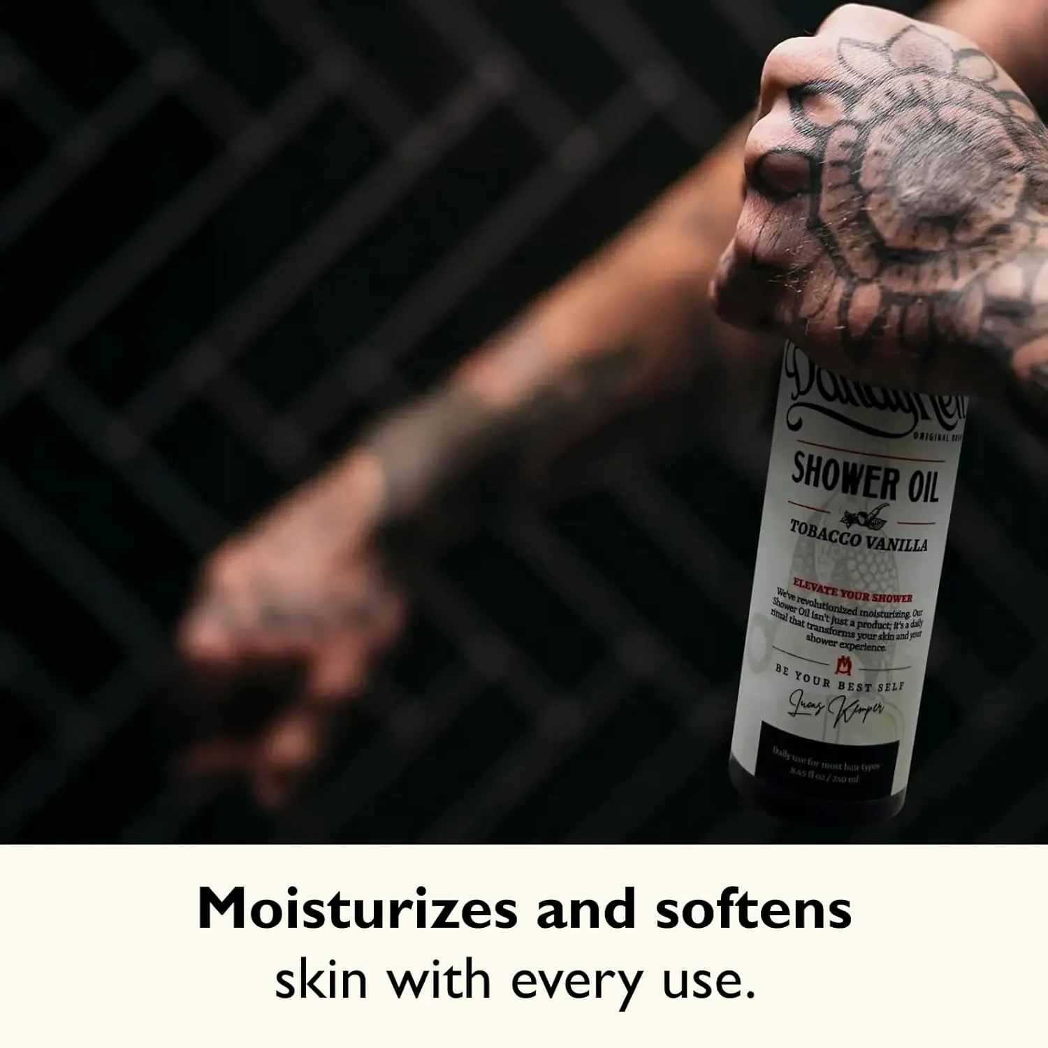 Shower Oil | Lightweight Hydration and Gentle Cleansing with Sunflower & Avocado Oils | 8 oz (Tobacco Vanilla)