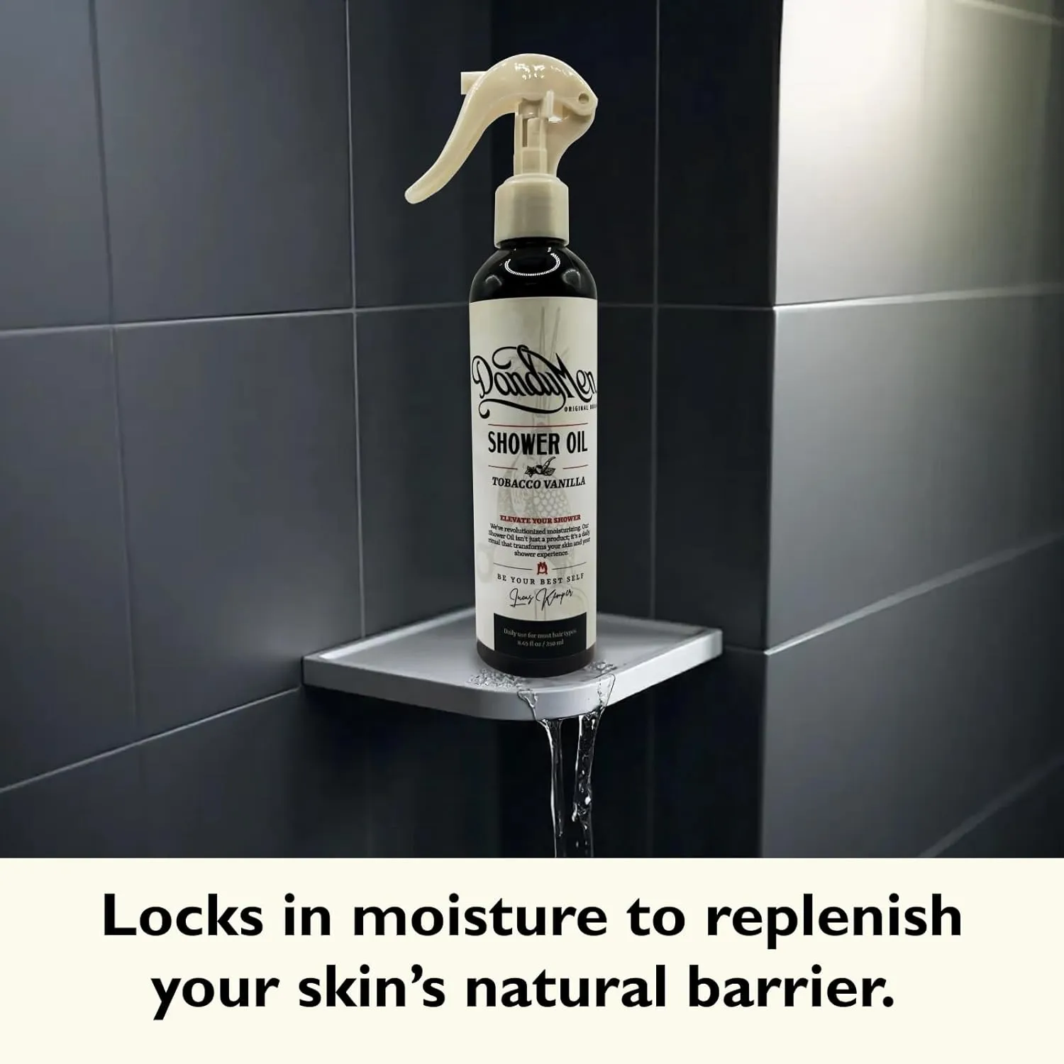 Shower Oil | Lightweight Hydration and Gentle Cleansing with Sunflower & Avocado Oils | 8 oz (Tobacco Vanilla)